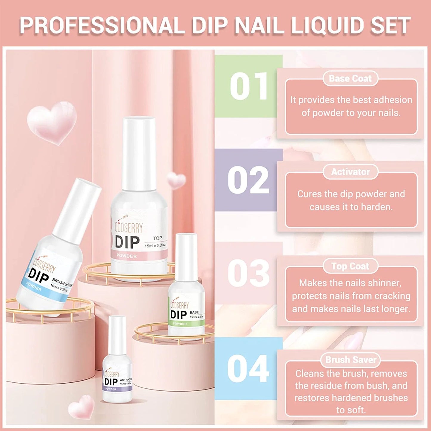 Maracon - 16Pcs Dipping powder Nail Kit - Cooserry