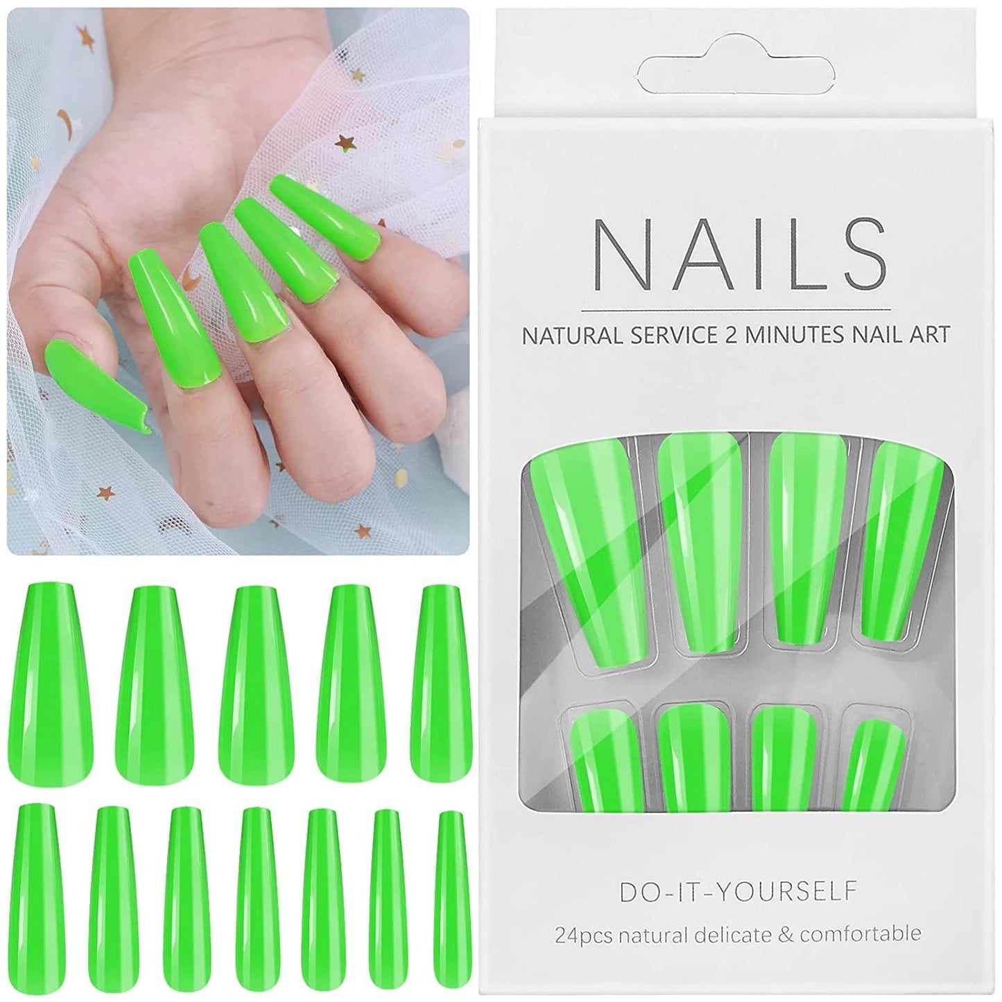 24pcs Green Coffin Press on Nails - Cooserry