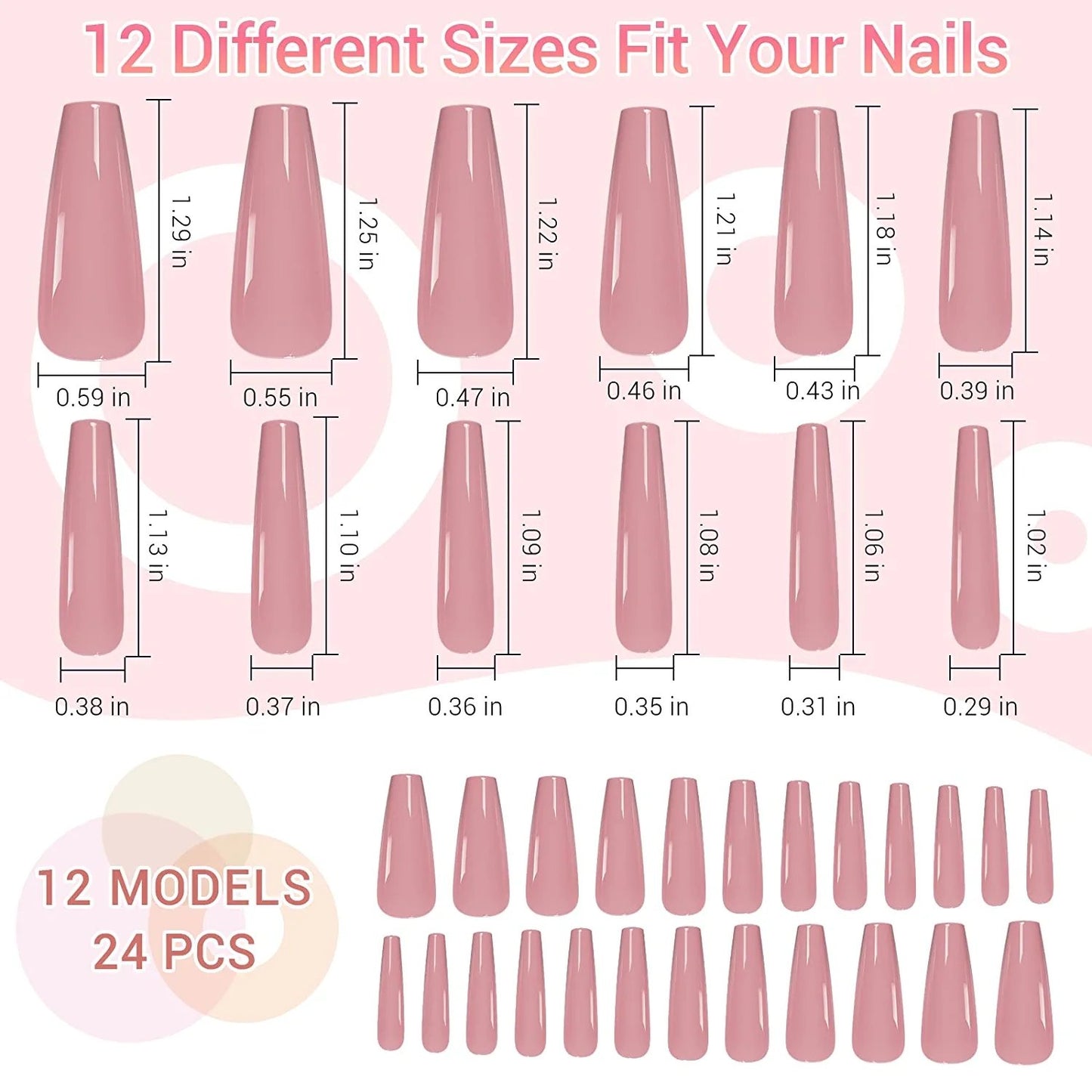 24pcs Sakura Pink Coffin Press on Nails - Cooserry