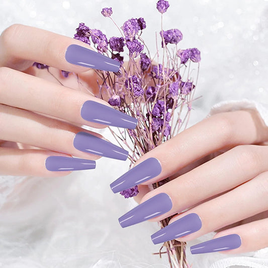 24pcs Purple Coffin Press on Nails - Cooserry
