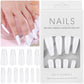 24pcs White Coffin Press on Nails - Cooserry