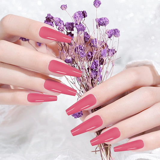 24pcs Pink Coffin Press on Nails - Cooserry