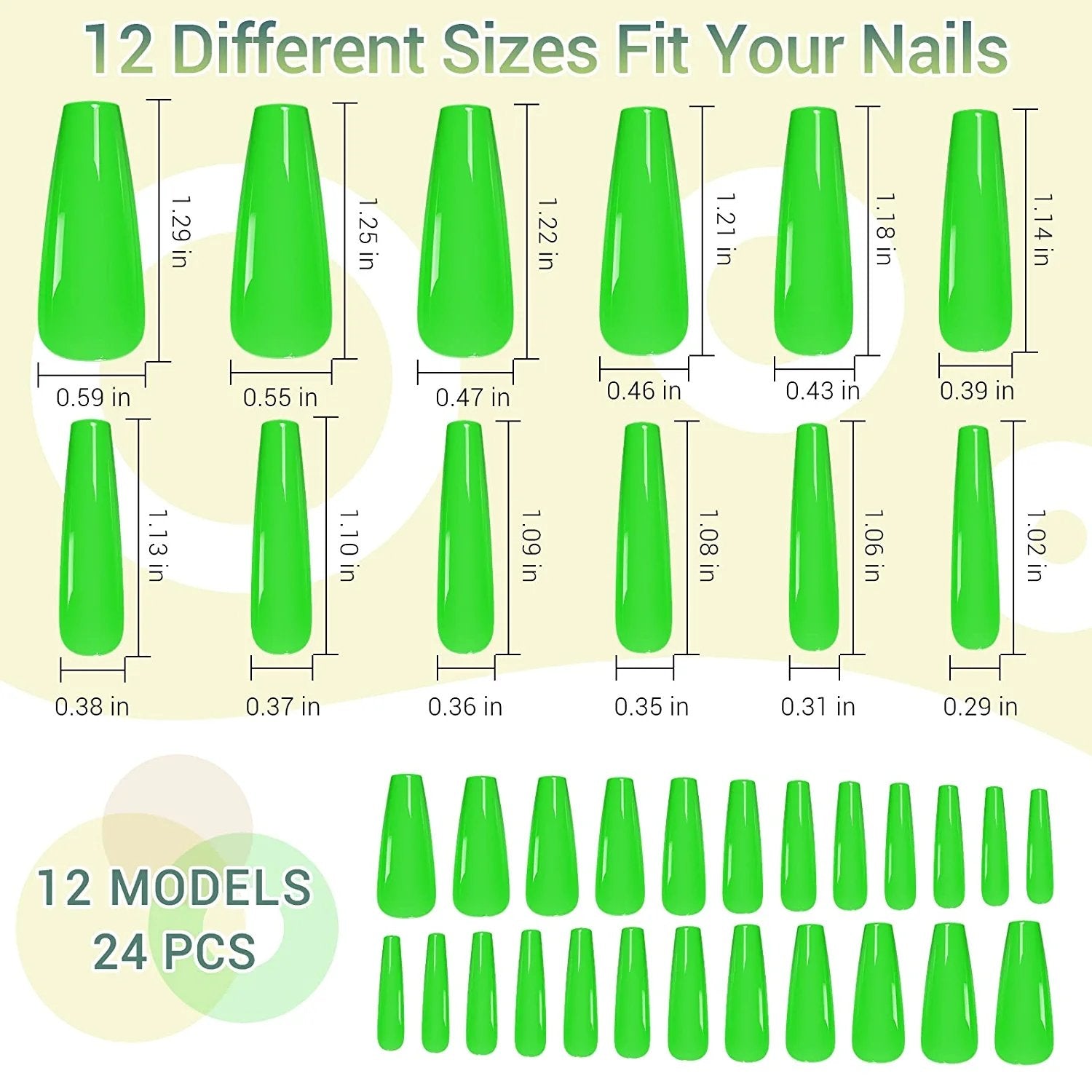 24pcs Green Coffin Press on Nails - Cooserry