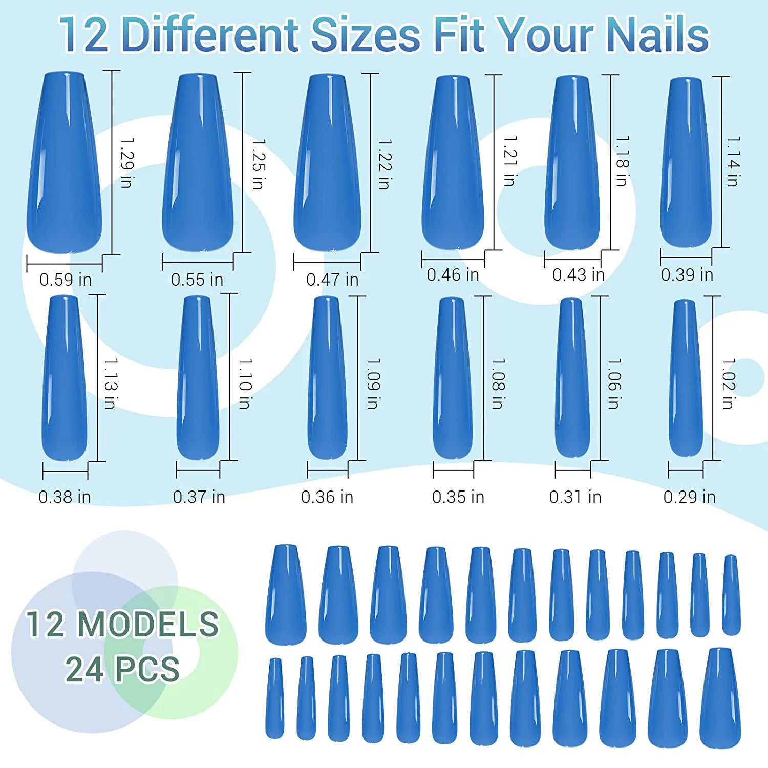 24pcs Blue Coffin Press on Nails - Cooserry