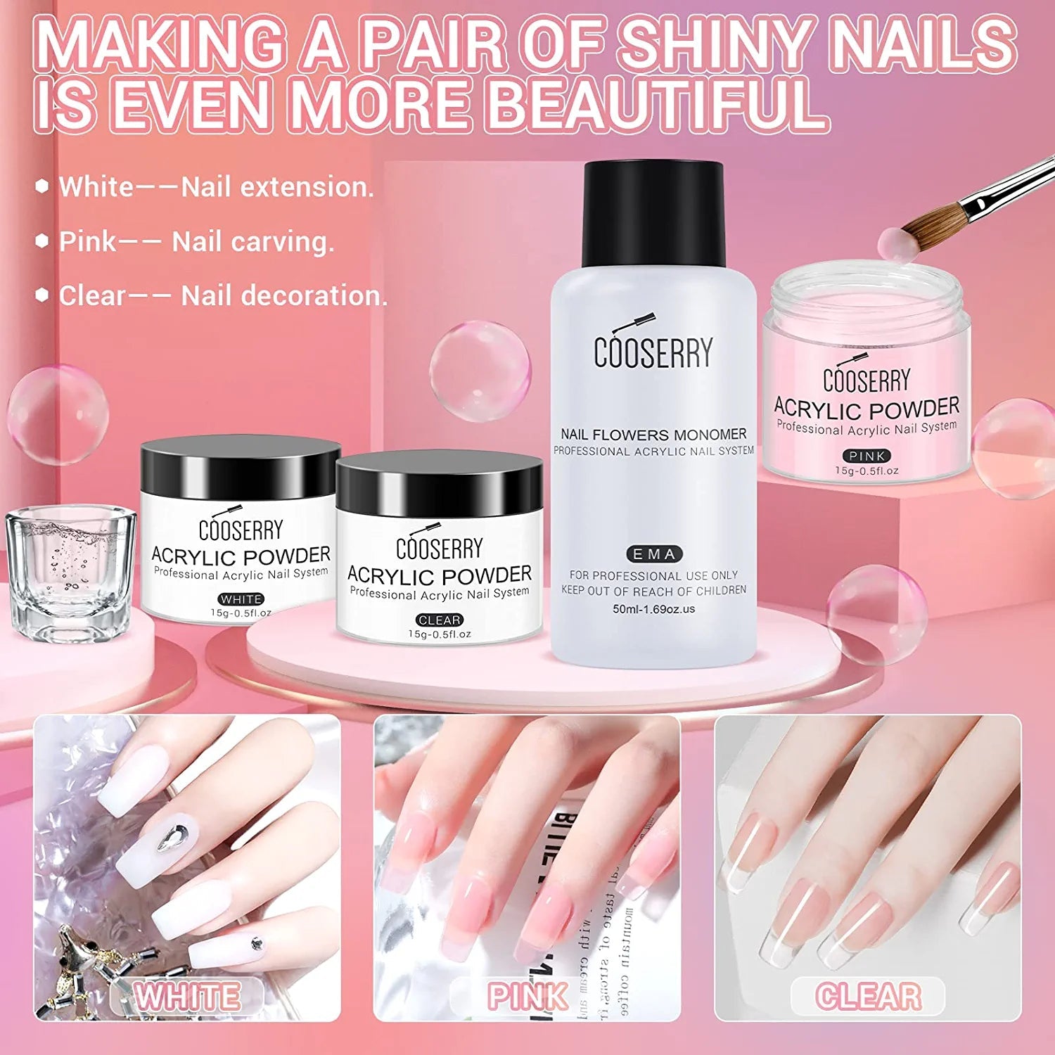 Acrylic Nail Kit for Beginners with Everything Nail Kit Set Professional  Acrylic Set with Drill and UV Light Nails Kit Acrylic Set Acrylic Power and