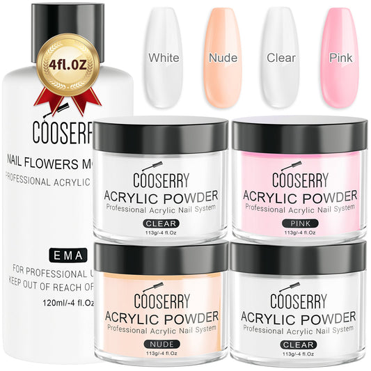 4 Colors Acrylic Powder and Monomer Liquid Set - Cooserry