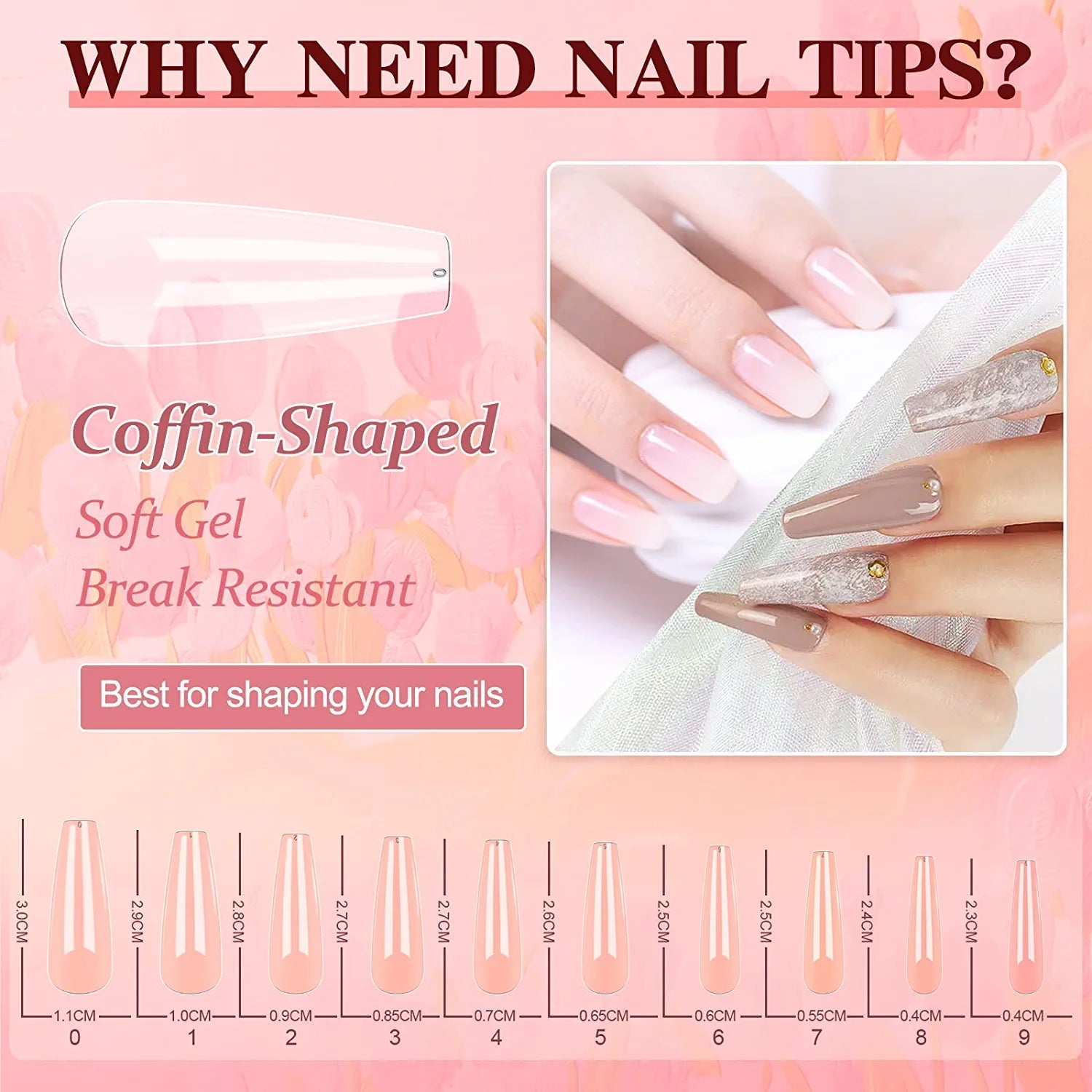 Elegant Pink - 6 Colors Gel Polish Set with Top&Base Coat and Fake nails tips & UV Lamp - Cooserry