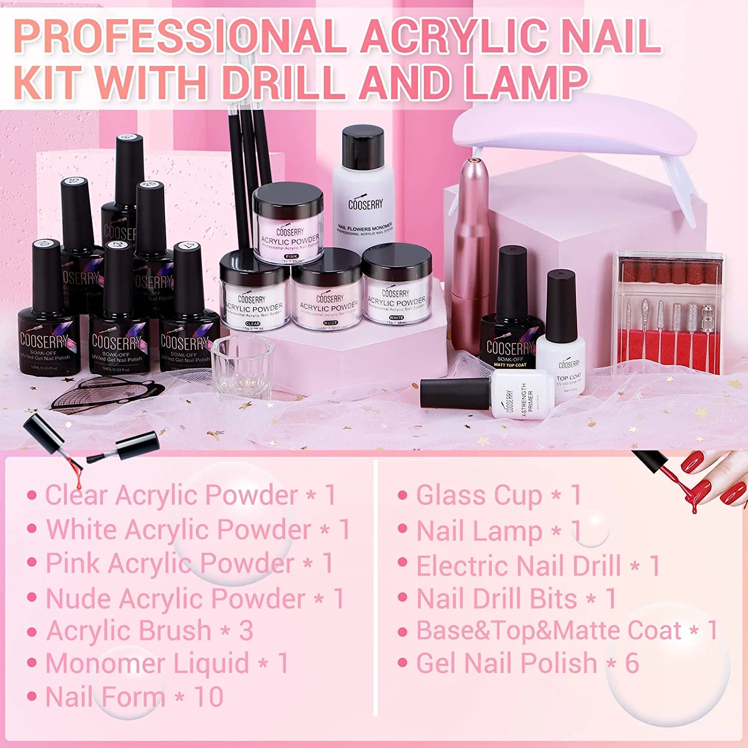Acrylic Nail kit - Acrylic Powder Set Nails Kit Acrylic Set for Beginners Nail  Extension Carving with Acrylic Nail Brush with 3 Colours Pink Nude Pink  Beige Nail Powder kit 1